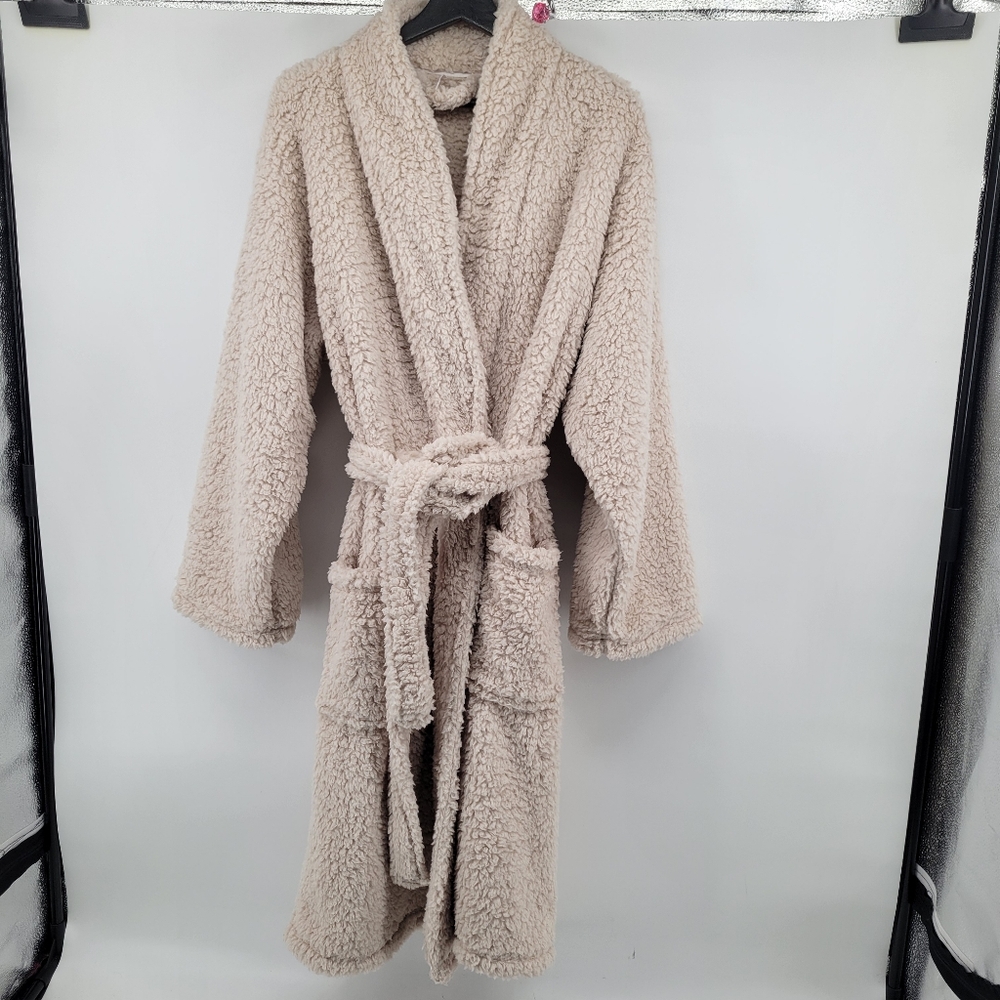 Pottery Barn Cozy Beige Sherpa Robe Size Large